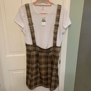 Plaid Pinafore with White Shirt